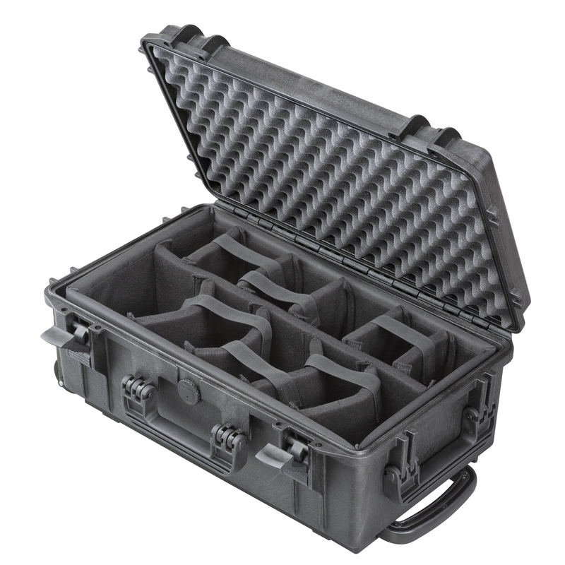 MAX Case MAX520CAMTR Rugged IP67 Rated Professional Photography Camera Case With Padded Dividers, Trolley Handle & Wheels