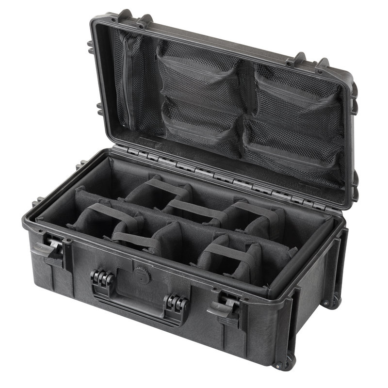 MAX Case MAX520CAMORGTR Rugged IP67 Rated Professional Photography Camera Case With Padded Dividers, Lid Organiser, Trolley Handle & Wheels