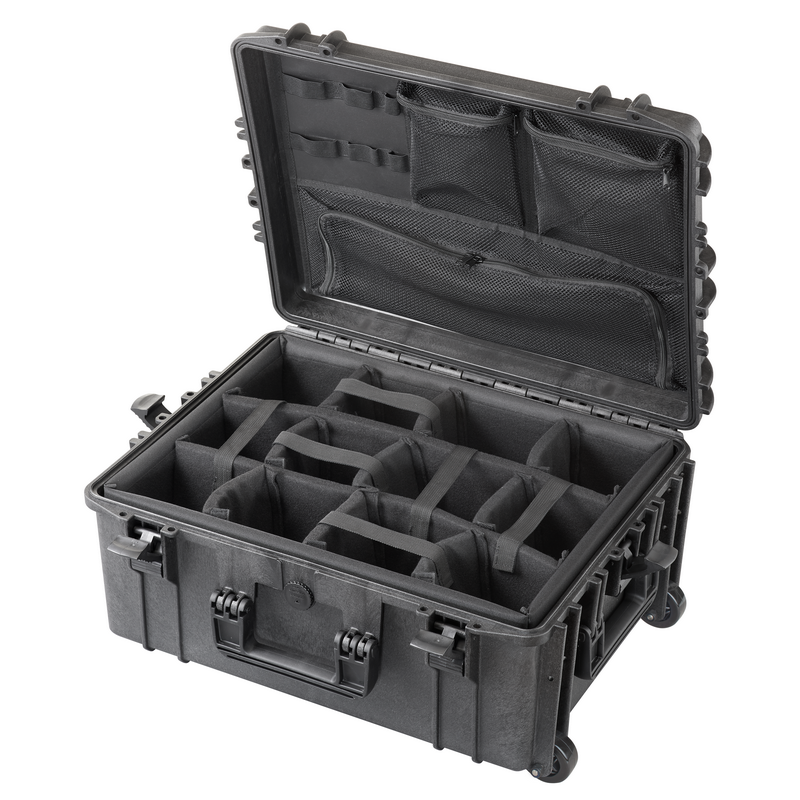 MAX Case MAX540H245CAMORGTR Rugged IP67 Rated Professional Photography Camera Case With Padded Dividers, Lid Organiser, Trolley Handle & Wheels