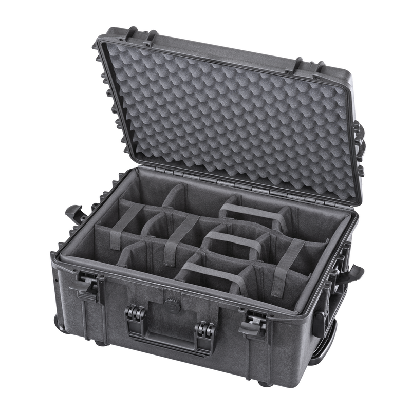MAX Case MAX540H245CAMTR Rugged IP67 Rated Professional Photography Camera Case With Padded Dividers, Trolley Handle & Wheels